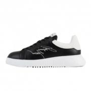 Emporio Armani Svarta Lädersneakers X4X264Xm Black, Herr