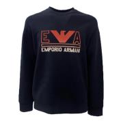 Emporio Armani Marinblå Dubbel Jersey Sweatshirt med Maxi Logo Bokstäv...