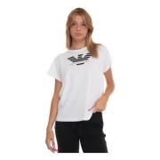 Emporio Armani Tryckt Logotyp Boxy T-shirt White, Dam