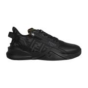 Fendi Läder- och FF-tyg sneakers Black, Herr