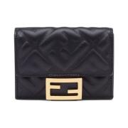 Fendi Svart Läderplånbok med FF-motiv Black, Dam