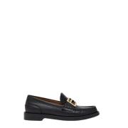 Fendi Svart Läderloafer Black, Dam