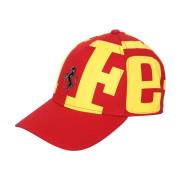 Ferrari Logo Print Baseball Cap i Rött/Gult Red, Herr