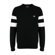 Fred Perry Svarta Tröjor med Crew Neck Black, Herr