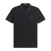 Fred Perry Slim Fit Twin Tipped Polo i Svart/Midnight Blue Black, Herr