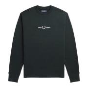 Fred Perry Nattgrön Broderad Sweatshirt Green, Herr