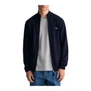 Gant Superfin Lammsull Dragkedja Cardigan Blue, Herr