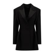 Givenchy Svart Ullblazer med Satinrevers Black, Dam