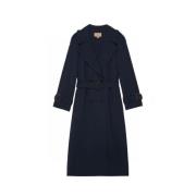 Gucci Dubbelknäppt ull trenchcoat Blue, Dam