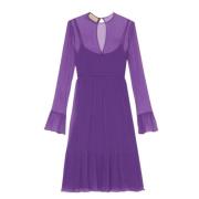 Gucci Silk Chiffon Midi Klänning Purple, Dam