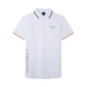 Hackett Aston Martin Racing Polo med Ribbad Krage White, Herr