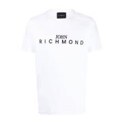 John Richmond Logo Print Bomull T-Shirt White, Herr