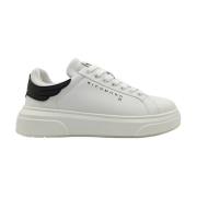 John Richmond Vita Lädersneakers med Gummerad Baksida White, Herr