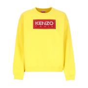Kenzo Gul Sweater med Paris Logo Patch Yellow, Dam