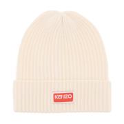 Kenzo Räfflad ull beanie mössa White, Herr