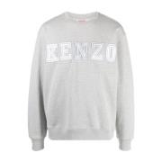 Kenzo Logo-broderad Grå Bomullströja Gray, Herr