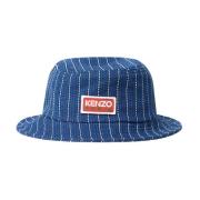 Kenzo Denim Randig Bucket Hat Blue, Herr