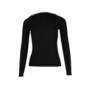 Max Mara Svart Ribbad Top - Mångsidig Lag-på-lag Essential Black, Dam