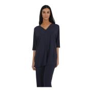 Max Mara V-Hals Locarno Blus Blue, Dam