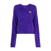 Moschino Blommig Borstad Jumper Purple, Dam