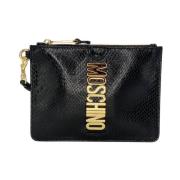 Moschino Lyxig Python Print Clutch Black, Dam