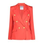 Moschino Röd dubbelknäppt blazer Red, Dam