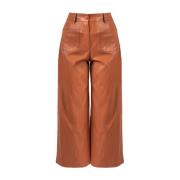 Pinko Löst sittande Höga Midja Culotte Byxor Brown, Dam