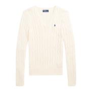 Polo Ralph Lauren Kimberly V-ringad stickad tröja Beige, Dam