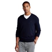 Polo Ralph Lauren Slim Fit Merinoull V-Hals Tröja Blue, Herr