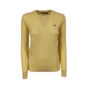 Ralph Lauren Gula Sweaters med Girocollo Trecce Yellow, Dam