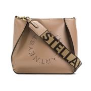 Stella McCartney Logoskulderväska med Perforerad Detalj Beige, Dam