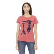 Trussardi Rosa Bomull Kortärmad T-shirt med Framsida Tryck Pink, Dam