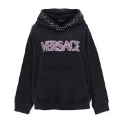 Versace Bomull Logo Sweatshirt Black, Dam