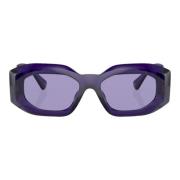 Versace Transparent Lila Rektangulära Solglasögon Purple, Dam