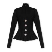 Balmain Cardigan med peplum Black, Dam