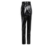 Balmain Asymmetric draped vinyl trousers Black, Dam