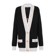 Balmain Cashmere Cardigan med Logotyp Black, Dam