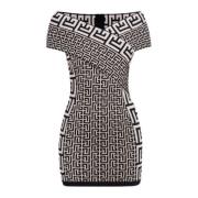 Balmain Lyxig bodycon-klänning med monogramdesign Black, Dam