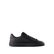 Balmain Svarta Läder Court Sneakers Black, Herr