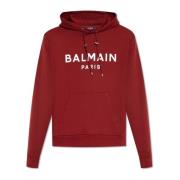 Balmain Hoodie med logotyp Red, Herr