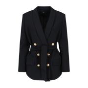 Balmain Svart Enradig Blazer Black, Dam