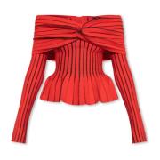 Balmain Off-shoulder topp Red, Dam