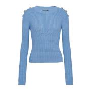 Balmain Signaturstickad tröja Blue, Dam