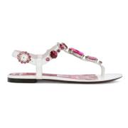 Dolce & Gabbana Lädersandal med Geometriskt Tryck och Broderi Multicol...