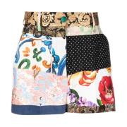 Dolce & Gabbana Patchwork Print Höga Midjeshorts Multicolor, Dam