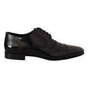 Dolce & Gabbana Svarta Läder Oxford Wingtip Formella Skor Black, Herr