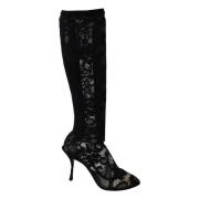 Dolce & Gabbana Eleganta Spetsstrumpor Stövlar Skor Pumps Black, Dam