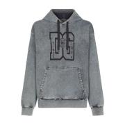 Dolce & Gabbana Denim Logo Hoodie Gray, Herr