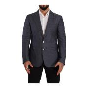 Dolce & Gabbana Blå Linne Bomull Jacka Taormina Blazer Blue, Herr