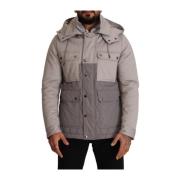 Dolce & Gabbana Grå Bomull Windbreaker Huva Parka Jacka Gray, Herr